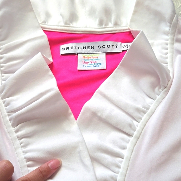 Gretchen Scott White Jersey Sleeveless Ruffneck Top - Picture 7 of 13